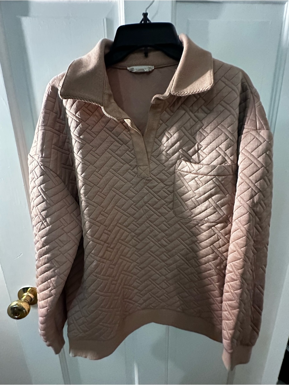 Quilted Pullover Sweater in Dusty Rose - Women's Long Sleeve
